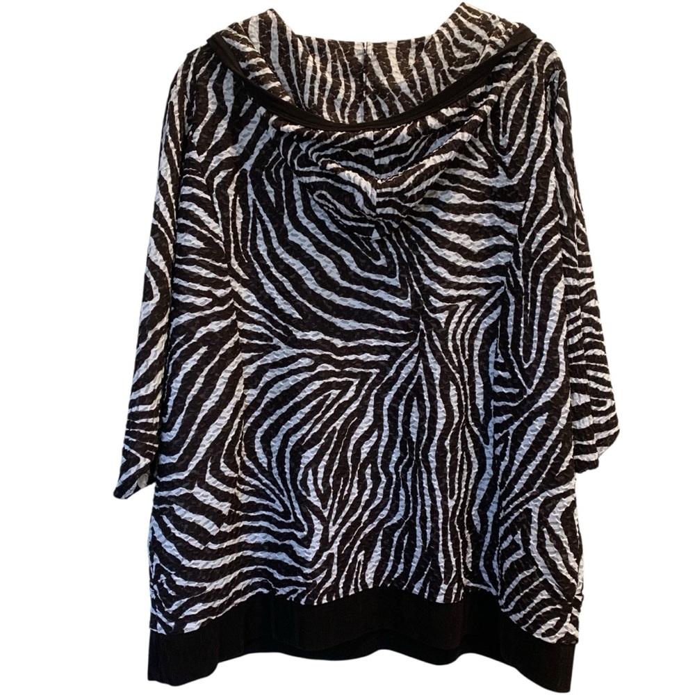 Chico’s Hoodie Brown & White Animal Print with Pockets Size 16 - Picture 4 of 16